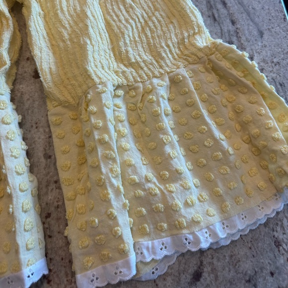 Girls yellow chenille bell bottoms pants - Picture 2 of 8